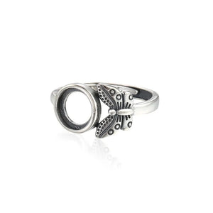 Adjustable Thai Silver Butterfly Ring Setting for 8x8mm Cabochons