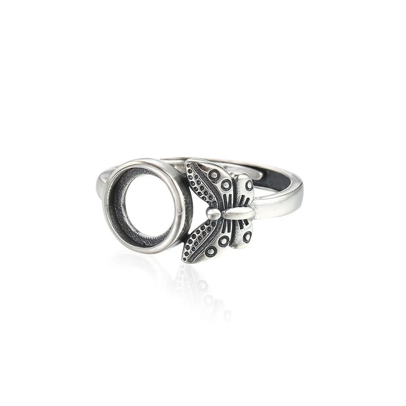 Adjustable Thai Silver Butterfly Ring Setting for 8x8mm Cabochons