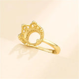925 Silver Crown Ring Setting for 9-10mm Beads, Adjustable Base