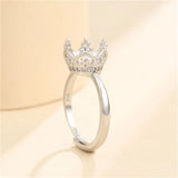 925 Silver Crown Ring Setting for 9-10mm Beads, Adjustable Base