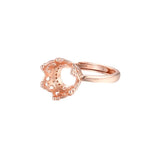 925 Silver Crown Ring Setting for 9-10mm Beads, Adjustable Base
