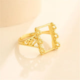 925 Silver Adjustable Ring Base for 9x14mm Rectangle Cabochons