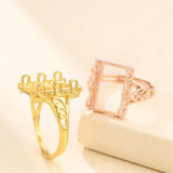 925 Silver Adjustable Ring Base for 9x14mm Rectangle Cabochons