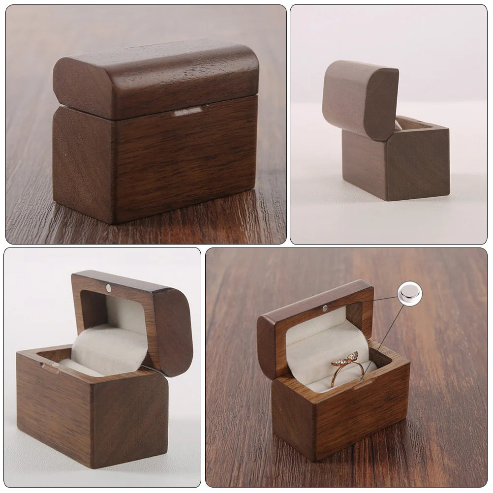 Vintage Wedding Ring Box Wooden Gift Engagement Proposal
