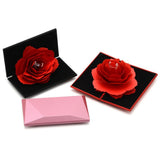 Rose Rhombus Ring Box Rotatable Holder Wedding