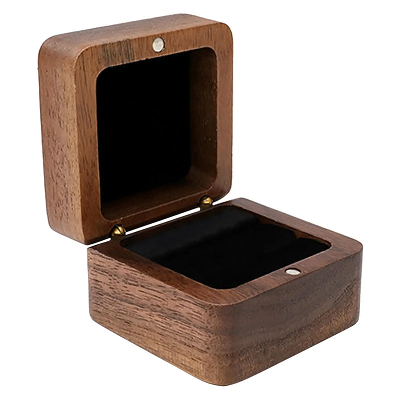 Square Wooden Ring Box for Wedding Earrings