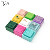 Velvet Ring Box for Wedding Ceremony Double Display Holder