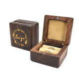 Wooden Double Square Ring Box for Wedding Ceremony