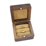 Wooden Double Square Ring Box for Wedding Ceremony