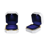 Ring Display Box LED Lighted Velvet Jewelry Gift Wedding Engagement Storage