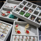 Velvet Jewelry Display Tray for Rings Bracelets Necklaces