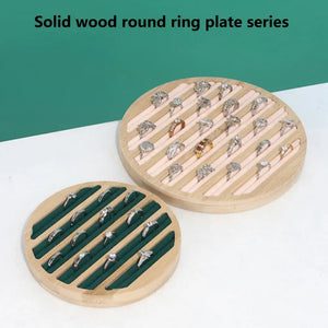 Ring Display Showcase Wood Ring Box Tray Jewelry Display Stand Holder Rack