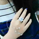 Cubic Zirconia Engagement Ring Wedding Bands Square Bisuteria Jewelry