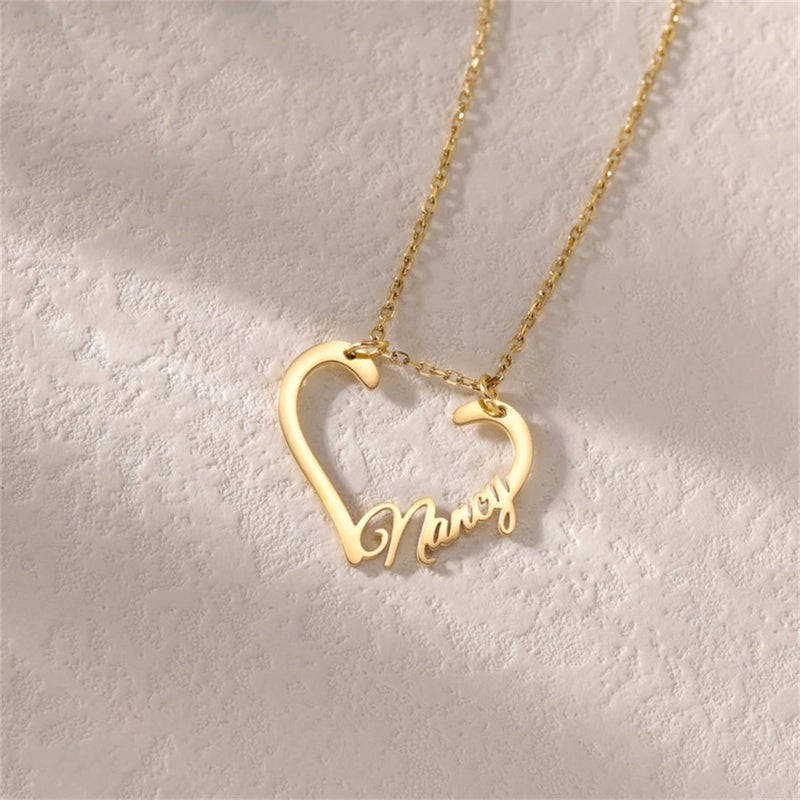 Custom Name Heart Necklace Ring Holder