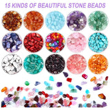 15 Color Stone Jewelry Making Kit, Natural Crystal Beads DIY Craft