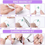 15 Color Stone Jewelry Making Kit, Natural Crystal Beads DIY Craft