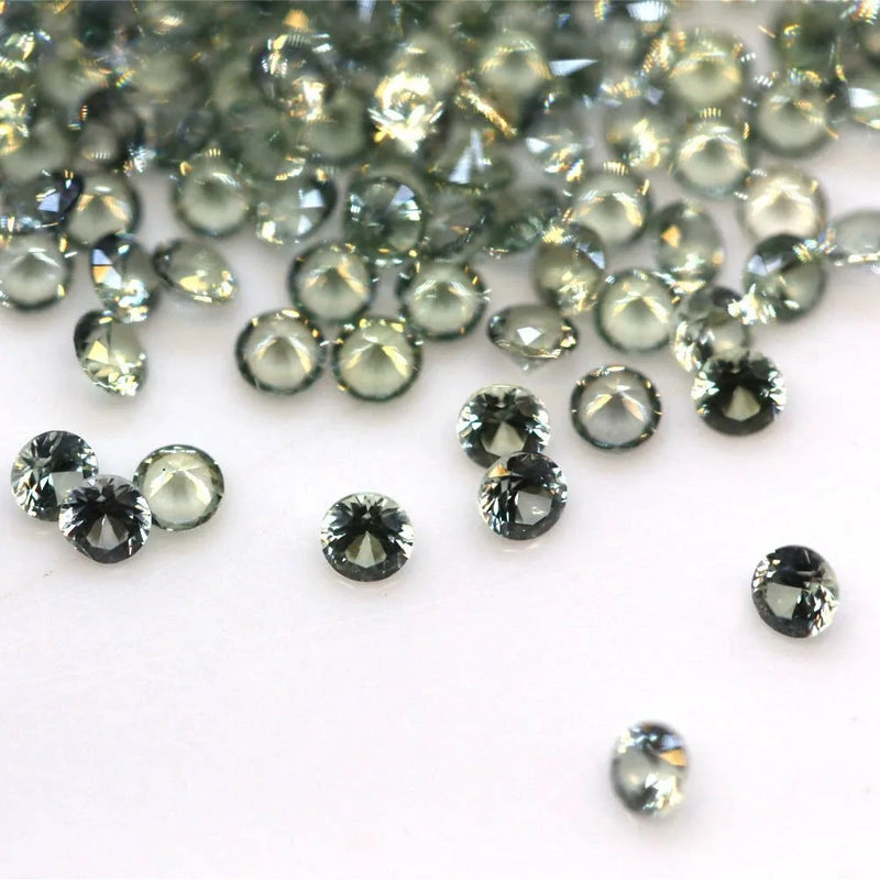 Green Sapphire Round Cut Loose Gemstone 0.8-2.5mm - Ring Necklace Earrings