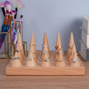 Ring Organizer Wood Jewelry Holder Decorative Ring Display Stand