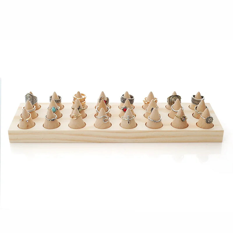 Wooden Cone Ring Organizer Jewelry Display