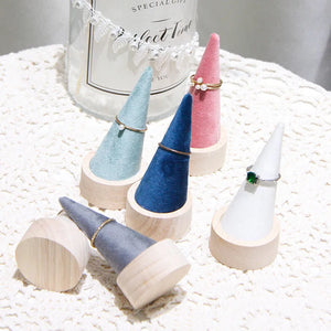 Wooden Cone Ring Organizer Display Holder