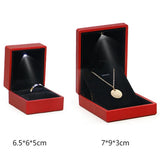 LED Light Wedding Ring Box Square Pendant Necklace Case Blue/Red/Gray
