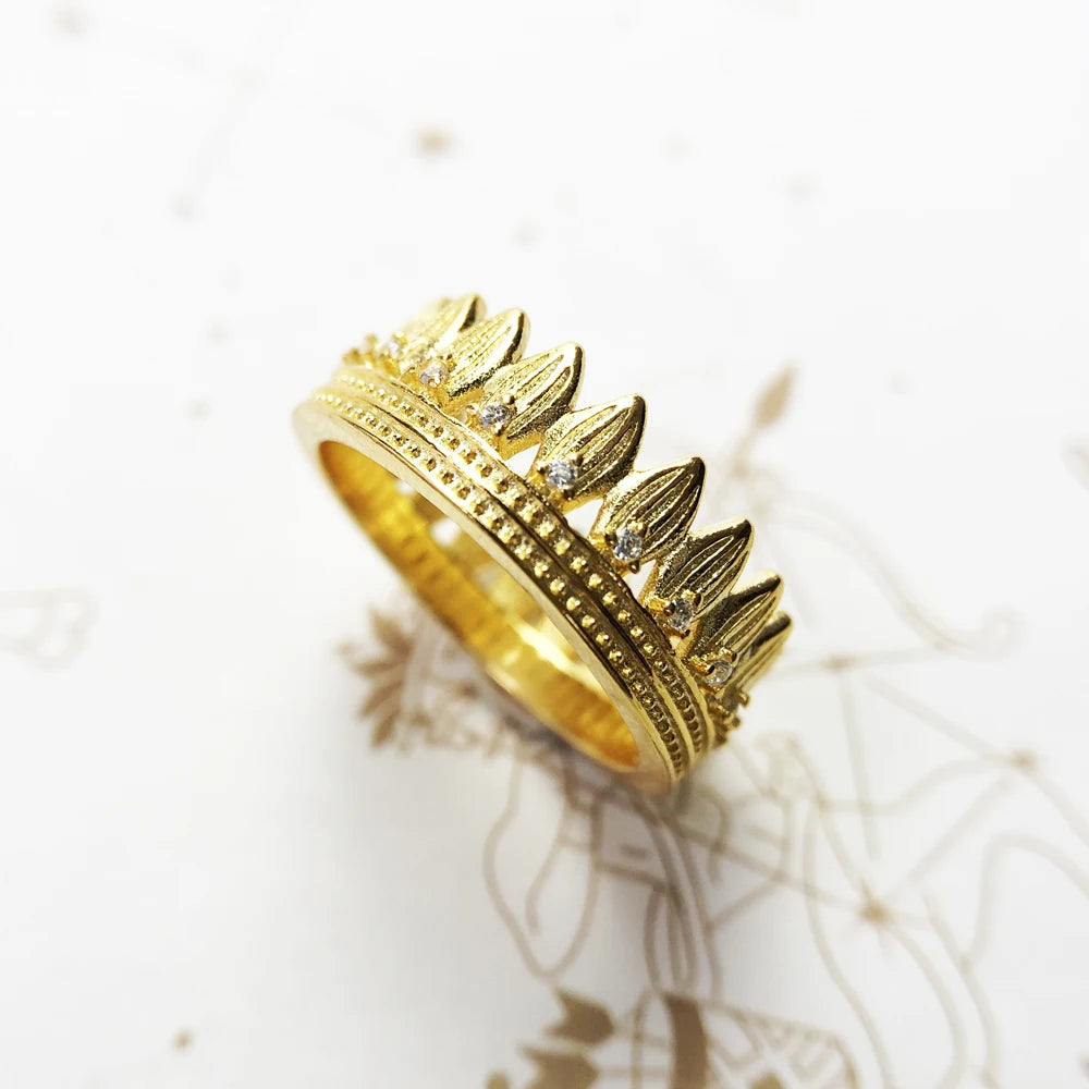Vintage Ring Royalty Leaves Crown, Fine Jewelry For Women