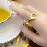 Star & Moon Gold Ring, 925 Silver, Bohemia Gift