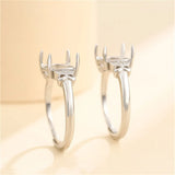 925 Silver Zircon Round Cabochons Ring Setting Adjustable SR0166