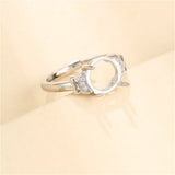 925 Silver Zircon Round Cabochons Ring Setting Adjustable SR0166