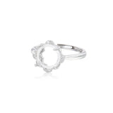 925 Silver Zircon Adjustable Ring Blank for Round Cabochons
