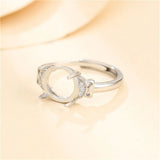 925 Silver Zircon Round Cabochons Ring Setting Adjustable SR0166