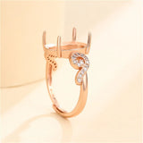 925 Silver Zircon Oval Cabochons Ring Setting, Adjustable Ring Blank