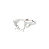 925 Silver Zircon Oval Cabochons Ring Setting Adjustable Ring Base
