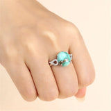 925 Silver Zircon Oval Cabochons Ring Setting Adjustable Ring Base