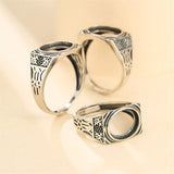 Thai Silver Ring Setting for 10x12mm Cabochons Adjustable Band SR0007