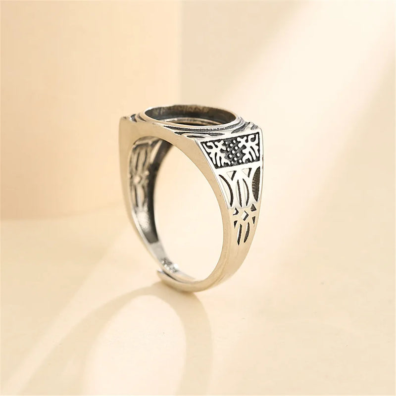 Thai Silver Ring Setting for 10x12mm Cabochons Adjustable Band SR0007