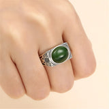 Thai Silver Ring Setting for 10x12mm Cabochons Adjustable Band SR0007