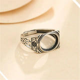 Thai Silver Ring Setting for 10x12mm Cabochons Adjustable Band SR0007