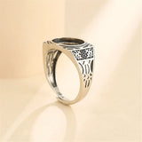 Thai Silver Ring Setting for 10x12mm Cabochons Adjustable Band SR0007