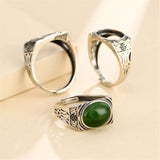 Thai Silver Ring Setting for 10x12mm Cabochons Adjustable Band SR0007