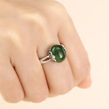 10x12mm Oval Cabochon Ring Setting Thai Silver Adjustable Band SR0030