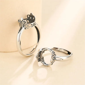 10x12mm Oval Cabochon Ring Setting Thai Silver Adjustable Band SR0030