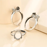 10x12mm Oval Cabochon Ring Setting Thai Silver Adjustable Band SR0030