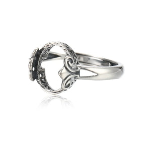 10x12mm Oval Cabochon Ring Setting Thai Silver Adjustable Band SR0030