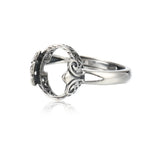 10x12mm Oval Cabochon Ring Setting Thai Silver Adjustable Band SR0030