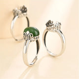 10x12mm Oval Cabochon Ring Setting Thai Silver Adjustable Band SR0030