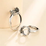 10x12mm Oval Cabochon Ring Setting Thai Silver Adjustable Band SR0030