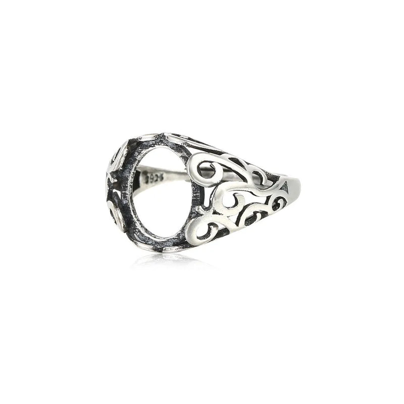 Adjustable Thai Silver Ring Setting for 10x12mm Cabochons