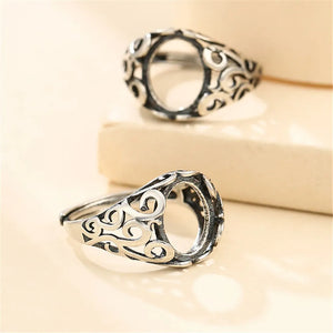 Adjustable Thai Silver Ring Setting for 10x12mm Cabochons