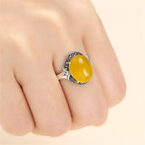 10x12mm Oval Cabochon Ring Setting Thai Silver Adjustable Band SR0004